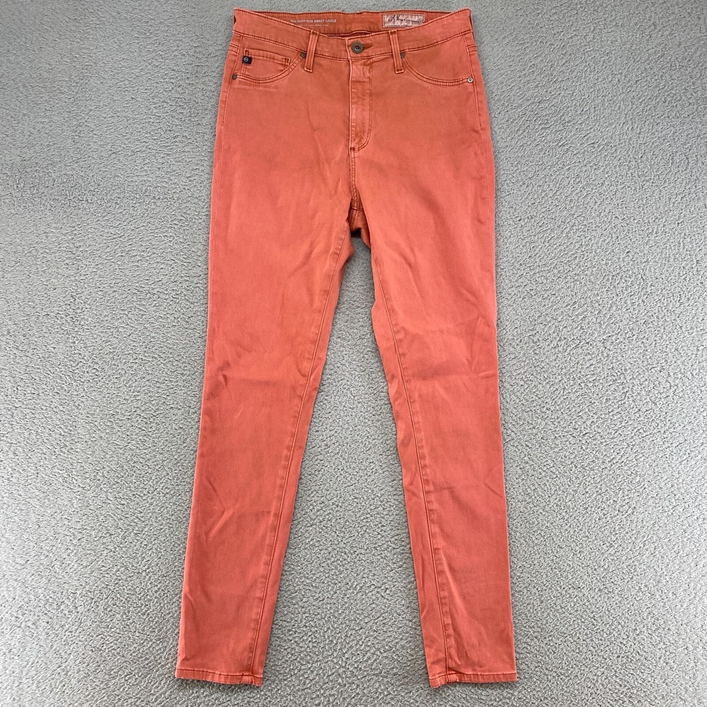 AG Adriano Goldschmied Pants Womens 27 Abbey High Rise Ankle Chino Skinny Coral